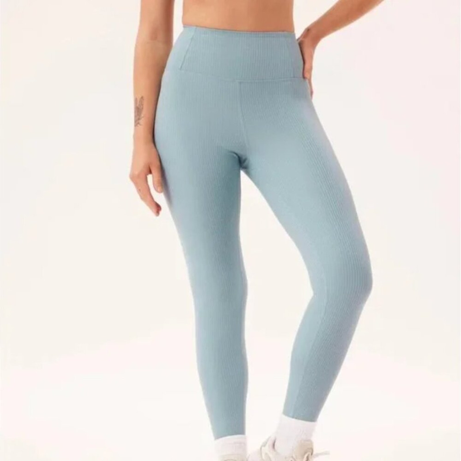 Girlfriend Collective Ribbed High-Rise Leggings In Mist Blue